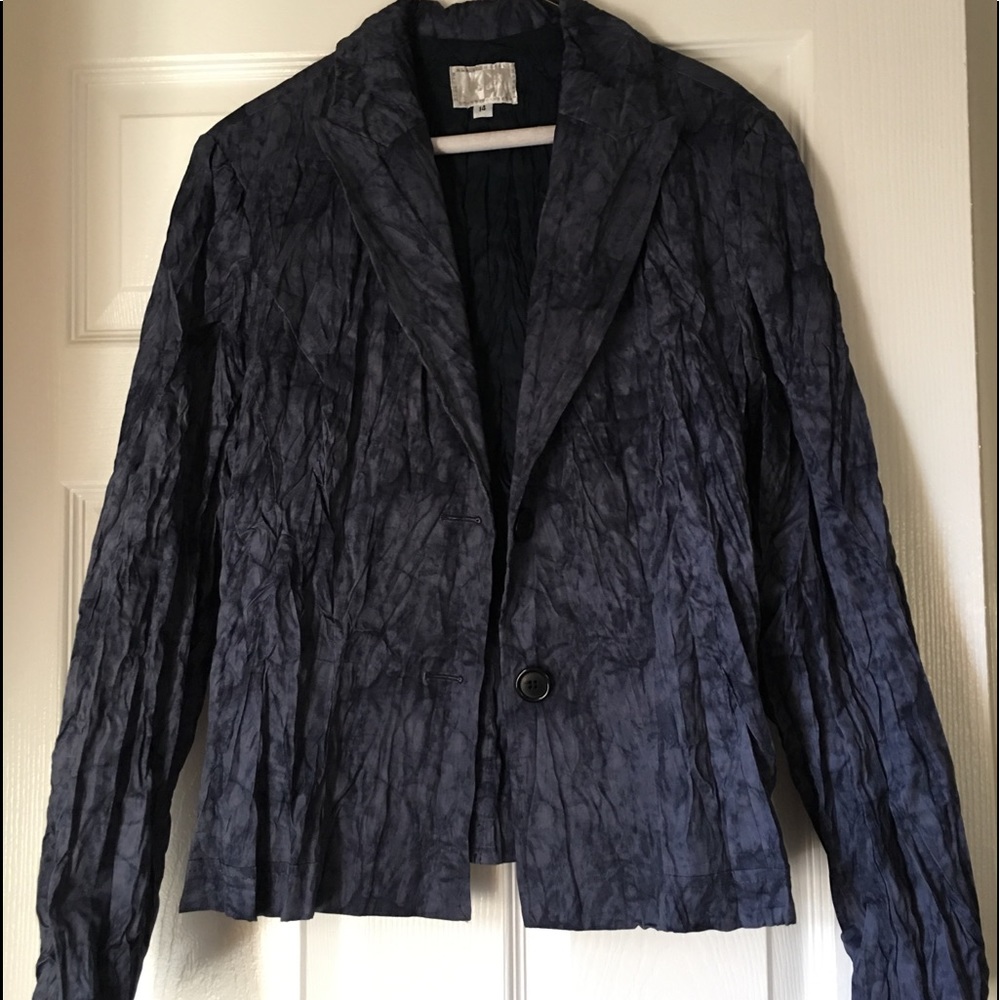 Jacket, Crinkle fabric, slate blue, size 14
